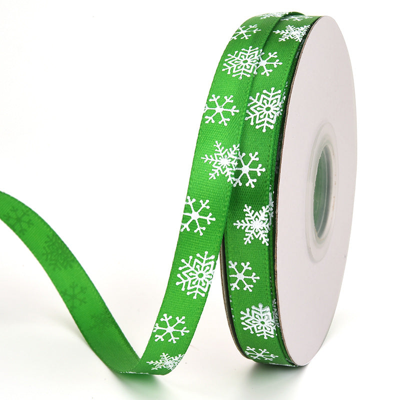 Wholesale Christmas 1cm Red Green Snowflake Ribbon Color Spot Wholesale